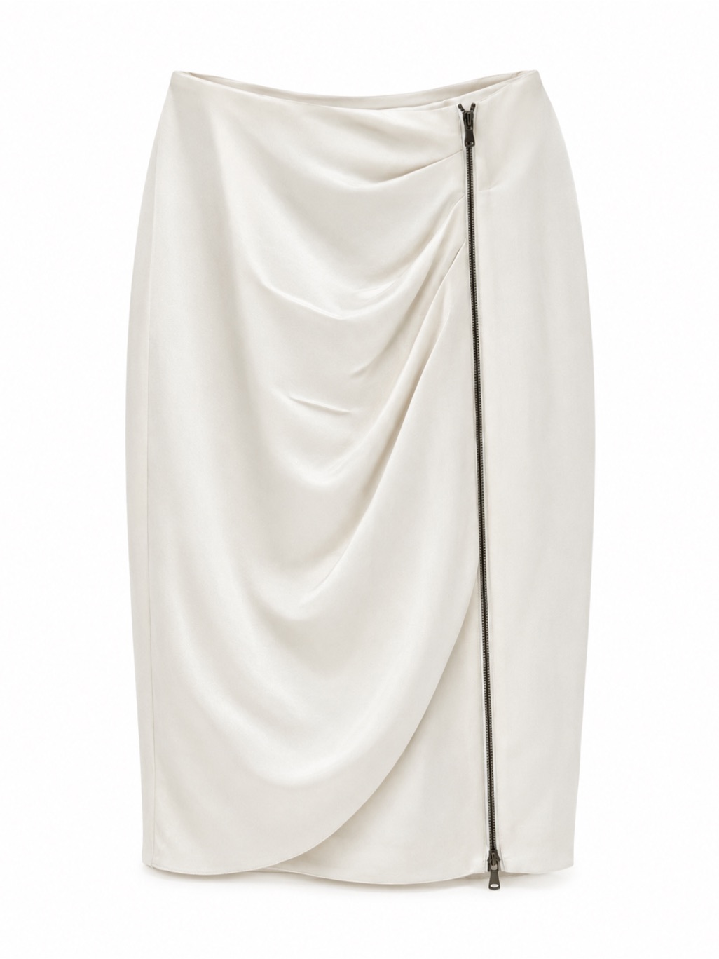 Magaschoni Collection Ruched Zip White Skirt - Size 4